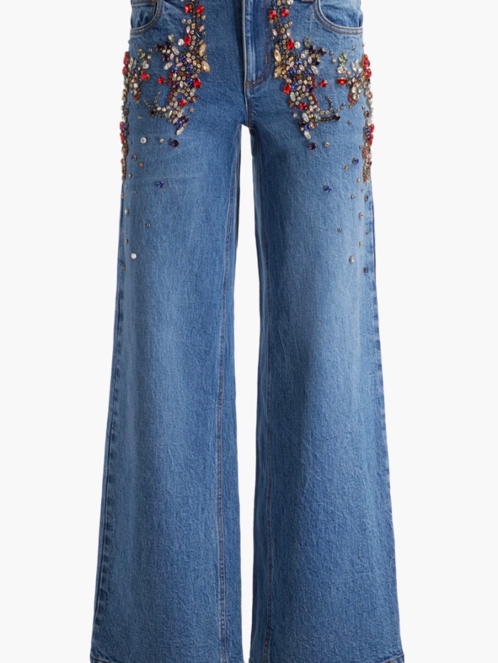 Alice + Olivia Amazing Crystal Embellished Detail Baggy Wide Leg Jeans size 26 - Picture 10 of 10